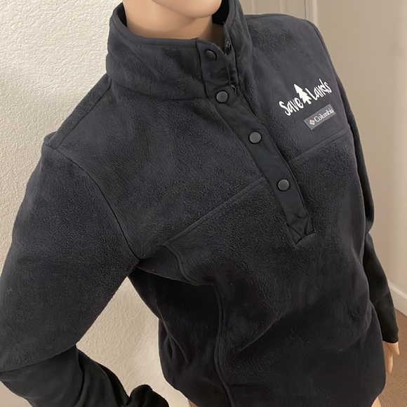 Columbia Sportswear Save Lands Logo Fleece Half Button Pullover Sweater Jacket - Picture 7 of 9